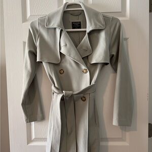 Abercrombie & Fitch Green Trench Coat with Belted Waist